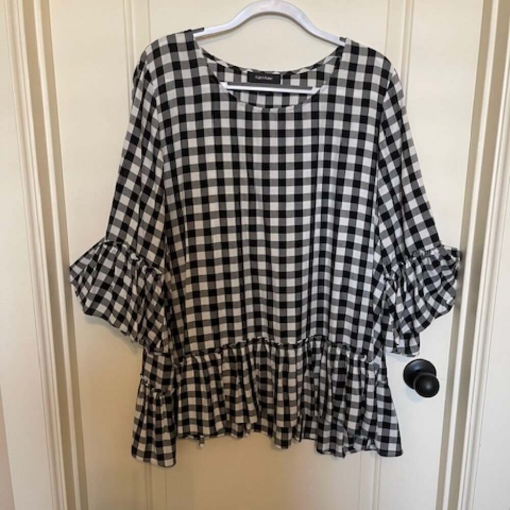 Karen Kane Black/White Check Tunic - Size 1X